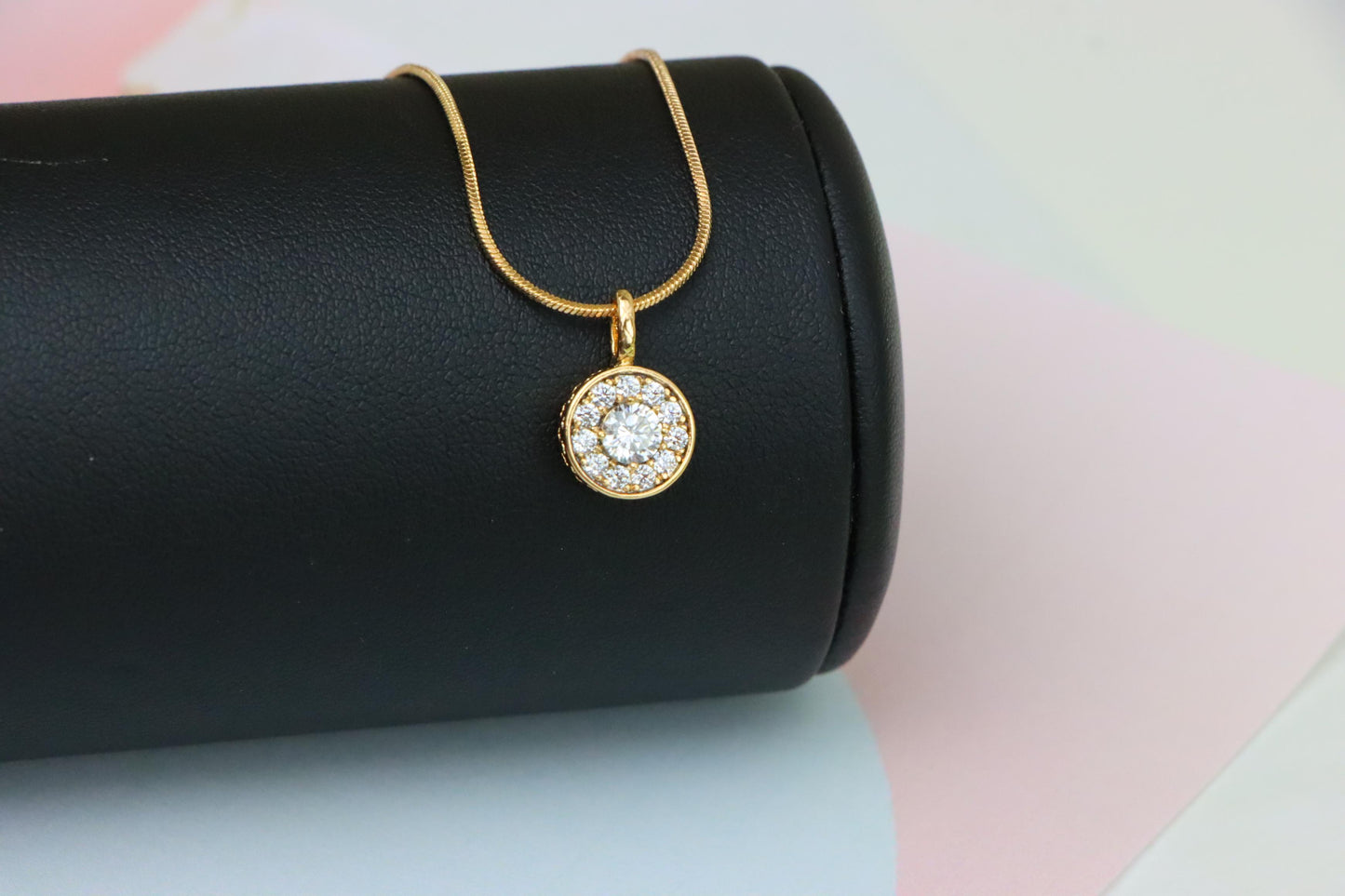 Round White Crystal Pendant in Rose Gold Finish, XPPT1591 (2146-9)