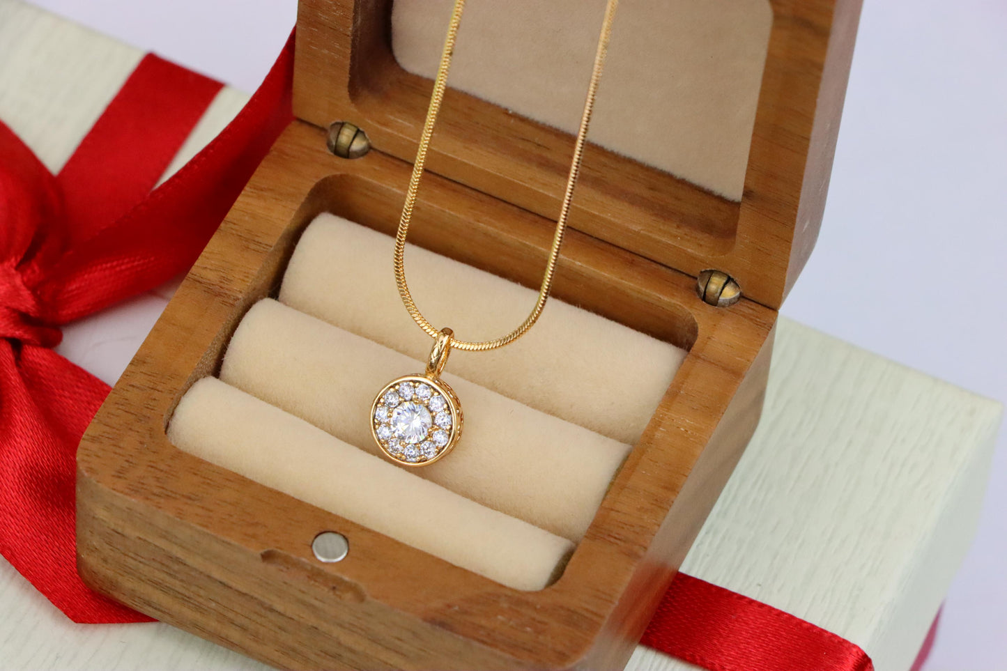Round White Crystal Pendant in Rose Gold Finish, XPPT1591 (2146-9)