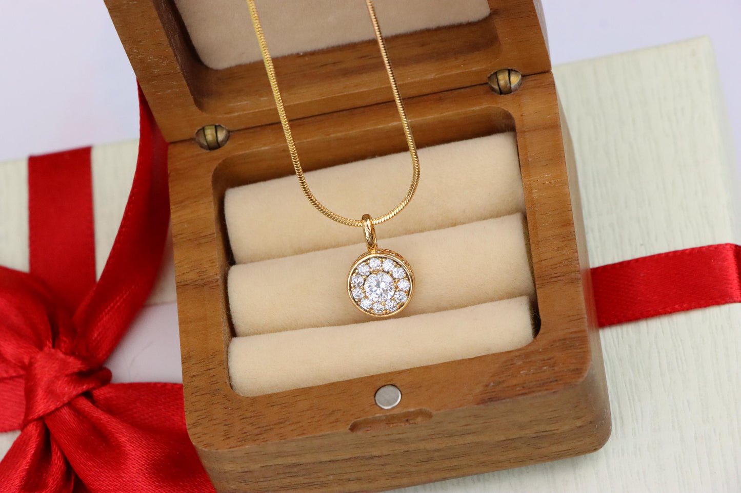 Round White Crystal Pendant in Rose Gold Finish, XPPT1591 (2146-9)