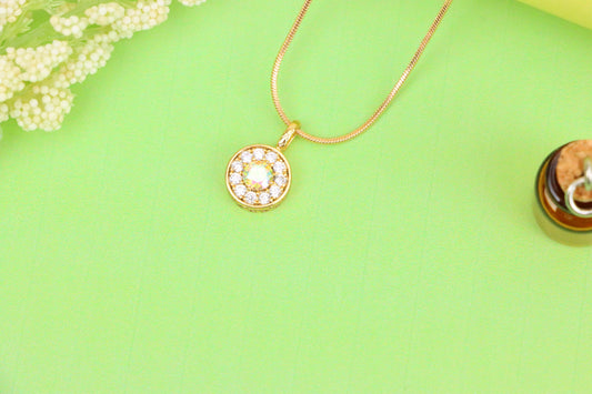 Satin White Center Pendant with Crystal Halo Rose Gold Charm, XPPT1594 (2146-9)