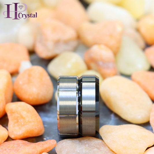 Multiple Vertical Grooves Brushed Center Tungsten Ring