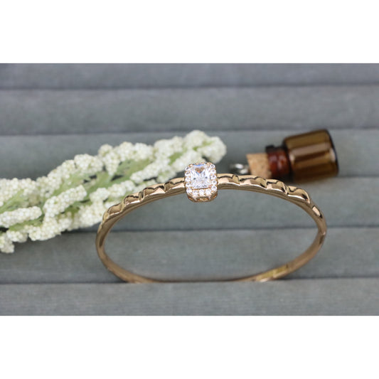 Elegant Rose Gold Bangle with Cushion Cut Stone Accent, XPBL0472 (2048-2)