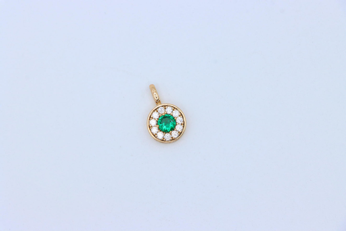 Green Crystal Halo Pendant in Rose Gold – Round Design, XPPT1596 (2146-9)