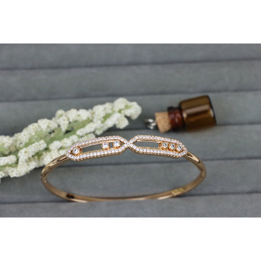 Elegant Dual-Frame Rose Gold Bangle with Sparkling Stones, XPBL0473 (2048-3)
