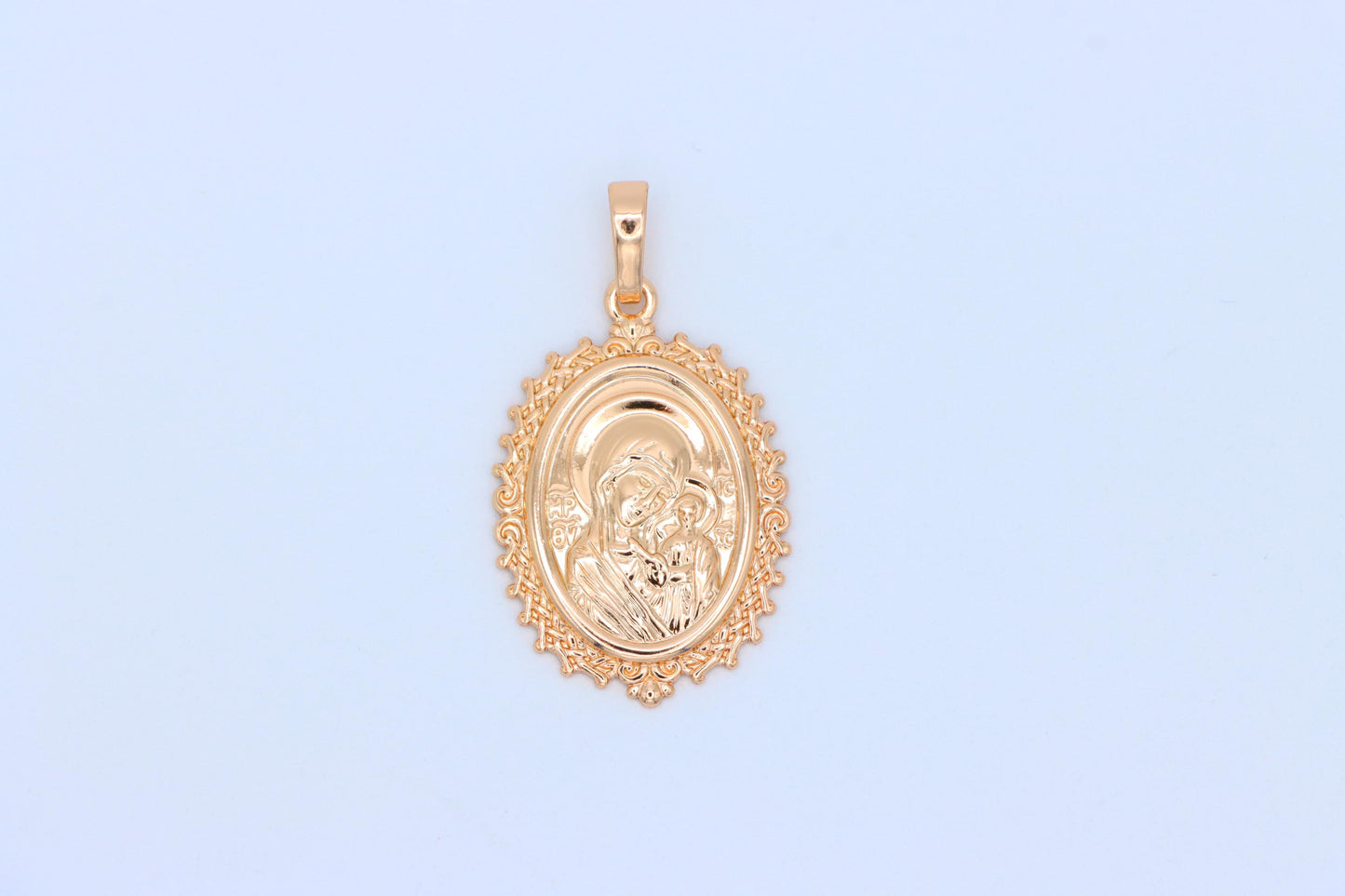 Ornate Oval Religious Rose Gold Pendant Elegant Design, XPPT1597 (2146-10)