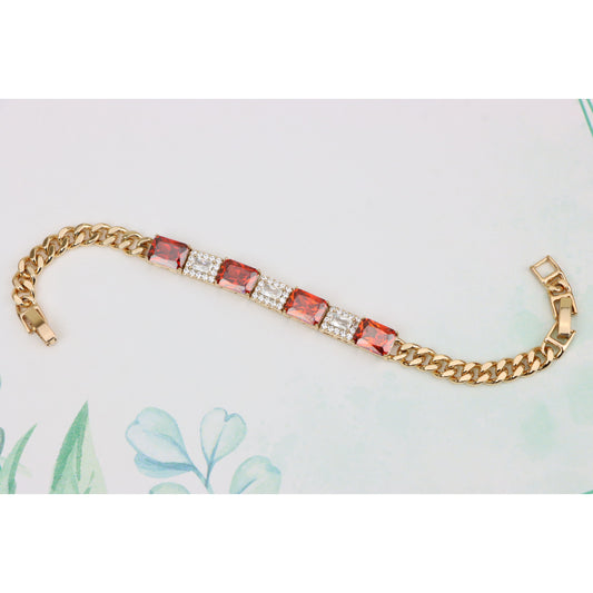 Rose Gold Bracelet with Red &amp; White Crystals, XPBL0892 (2090-1)
