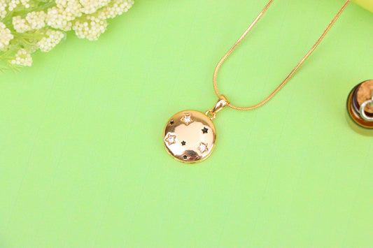 Celestial Starry Moon Rose Gold Pendant Round Charm, XPPT1598 (2147-1)