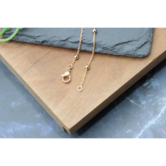 Rose Gold Beaded Chain Necklace with Twist Link – 19.7 Inch Length, XPNL0005 (2001-5)