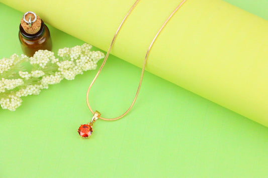 Brilliant Red Solitaire Pendant in Gold Plated Finish, XPPT1210 (2121-7)
