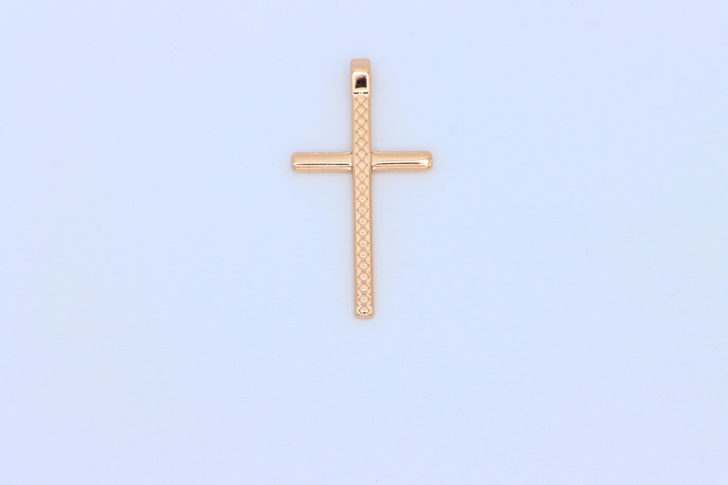 Elegant Long Cross Rose Gold Pendant with Subtle Diamond Pattern Design, XPPT1601 (2147-4)