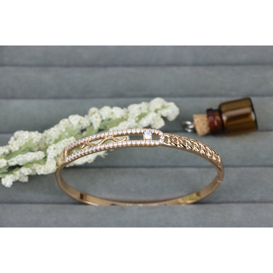 Rose Gold Plated Bangle with Dual Row Crystal Detailing, XPBL0480 (2048-10)