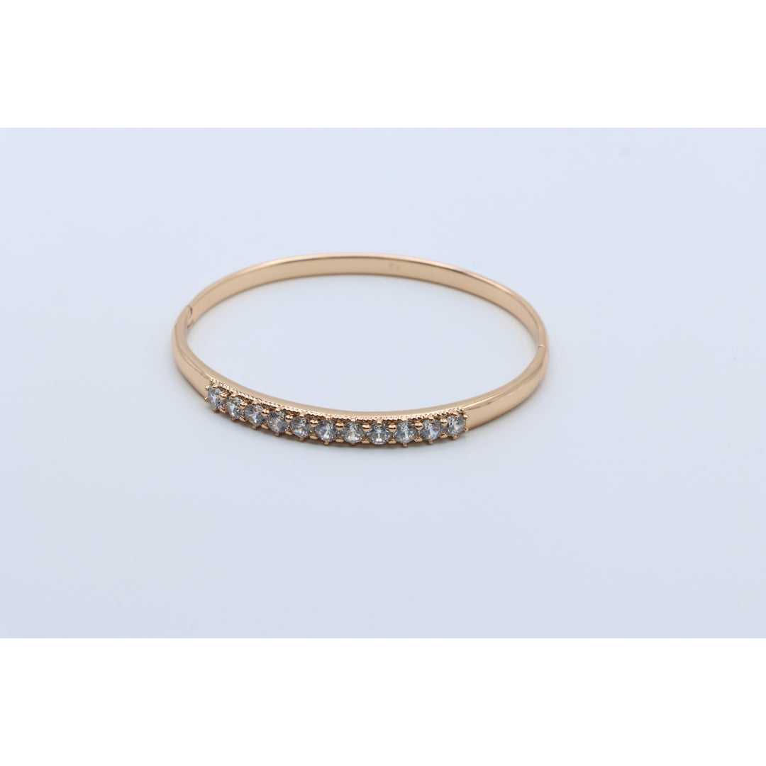 Elegant Rose Gold Bangle with Sparkling Round Stone Row Accent, XPBL0481 (2049-1)