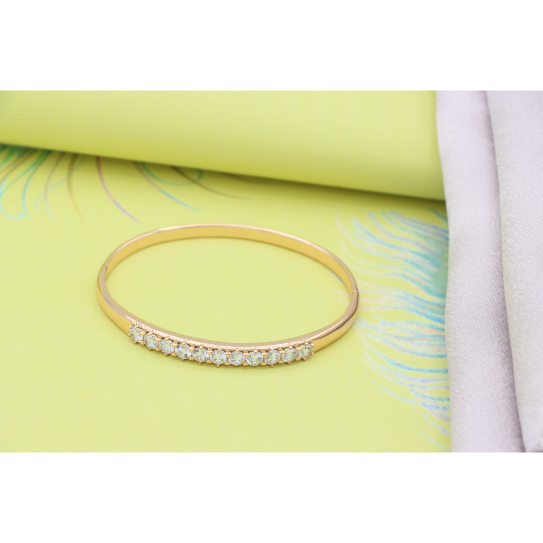 Elegant Rose Gold Bangle with Sparkling Round Stone Row Accent, XPBL0481 (2049-1)