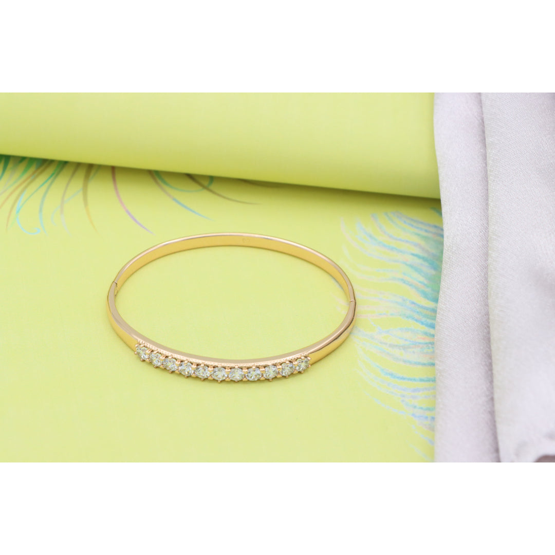 Elegant Rose Gold Bangle with Sparkling Round Stone Row Accent, XPBL0481 (2049-1)