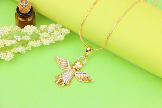 Sparkling Angel Rose Gold Pendant with Wings and Halo, XPPT1212 (2121-8)