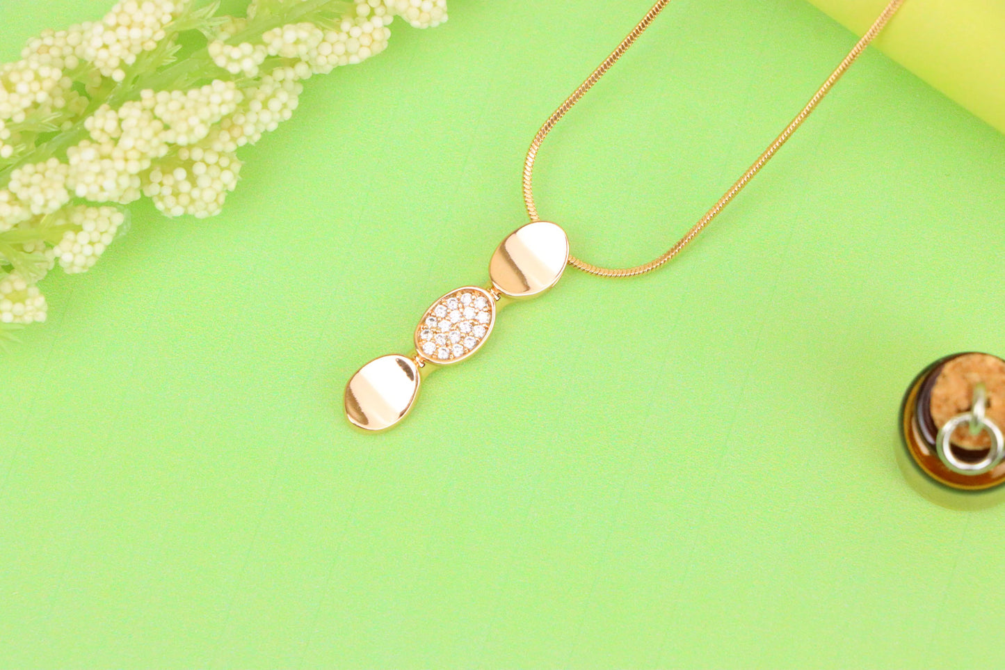 Rose Gold Pendant with Sparkling Center, Elegant Gold-Plated Design, XPPT1602 (2147-5)