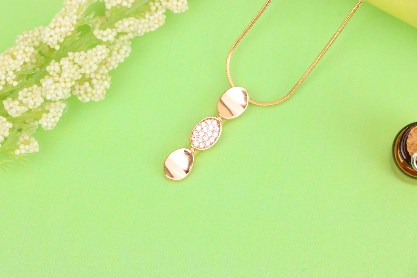 Rose Gold Pendant with Sparkling Center, Elegant Gold-Plated Design, XPPT1602 (2147-5)
