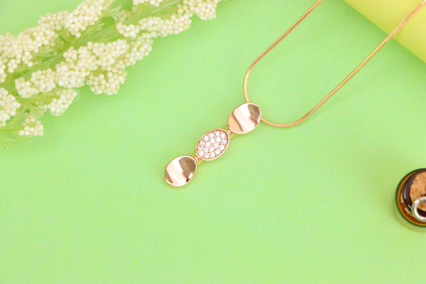 Rose Gold Pendant with Sparkling Center, Elegant Gold-Plated Design, XPPT1602 (2147-5)