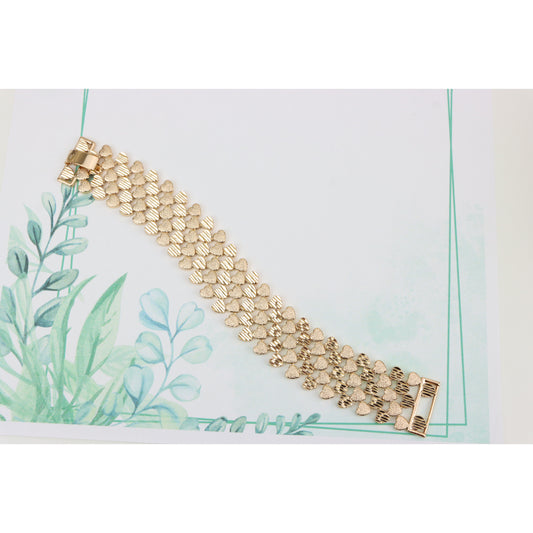 Wide Heart Pattern Rose Gold Bracelet for Women, Bold Design, XPBL0897 (2090-6)