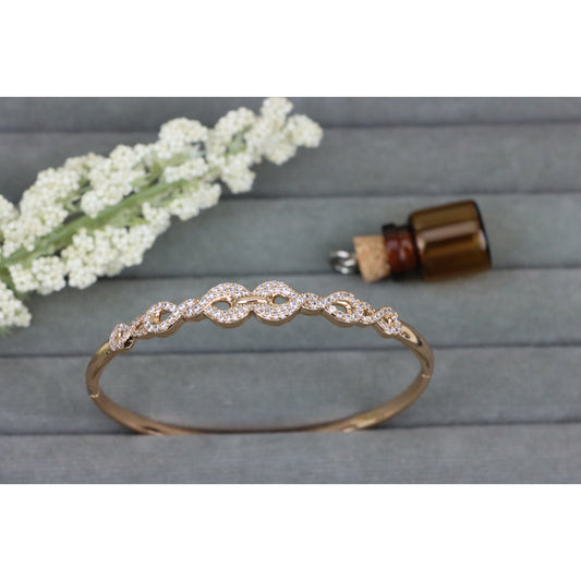 Elegant Rose Gold Bangle with Infinity Link CZ Design, XPBL0484 (2049-4)
