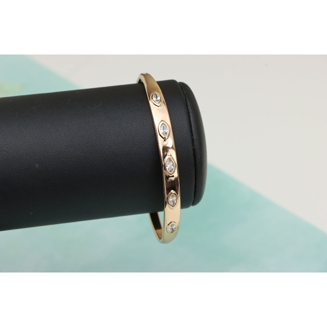 Elegant Rose Gold Bangle with Marquise-Cut Sparkling Stones, XPBL0490 (2049-10)