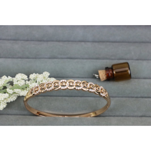 Rose Gold Designer Bangle with Linked Circle Accents, XPBL0495 (2050-5)