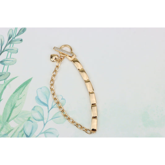 Elegant Rose Gold Bracelet with Heart Charm &amp; Toggle Clasp, XPBL0905 (2091-4)