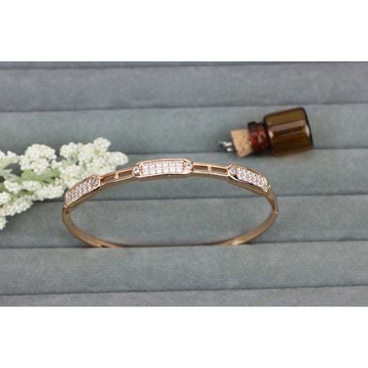 Triple Panel Rose Gold Bangle with Pave Stone Accents, XPBL0496 (2050-6)