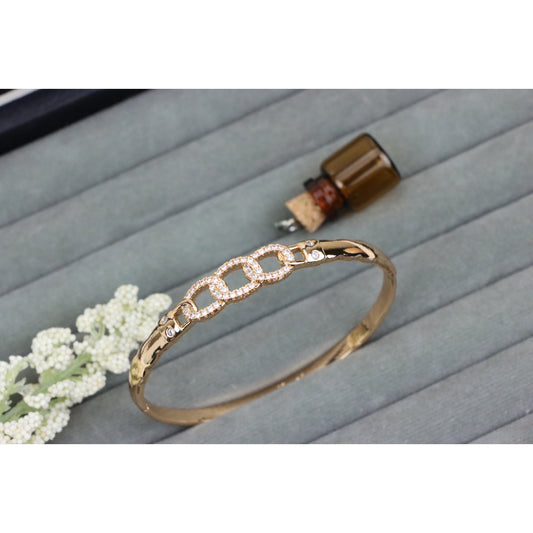 Elegant Rose Gold Chain Link Bangle with Sparkling Zircon Stones, XPBL0497 (2050-7)