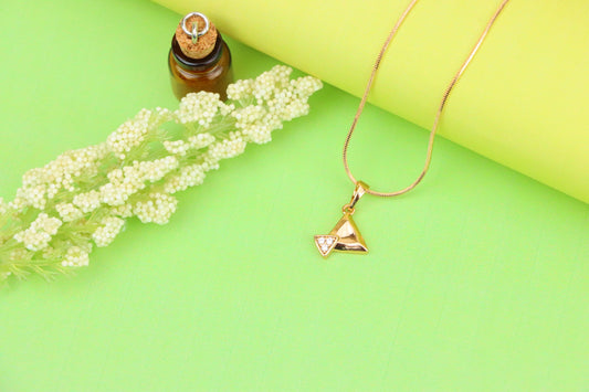 Chic Rose Gold Triangle Pendant with Sparkling Stone Accent, XPPT1222 (2122-8)