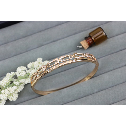 Elegant Rose Gold Bangle with Geometric Detailing, XPBL0499 (2050-9)