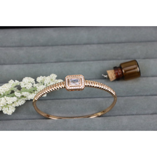 Elegant Rose Gold Bangle with Sparkling Center Stone Accent, XPBL0503 (2051-3)