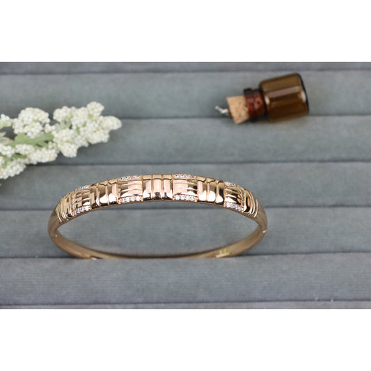 Elegant Rose Gold Bangle with Textured Design and Crystal Accents, XPBL0504 (2051-4)