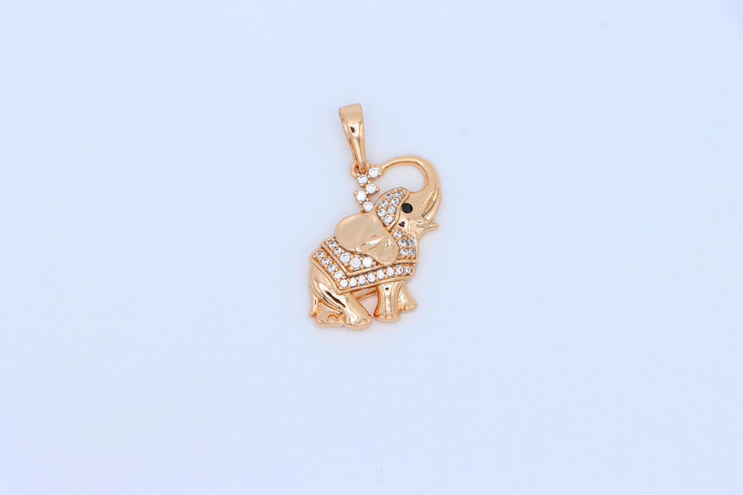 Rose Gold Elephant Pendant with Crystal Accents and Raised Trunk Detail, XPPT1619 (2148-7)