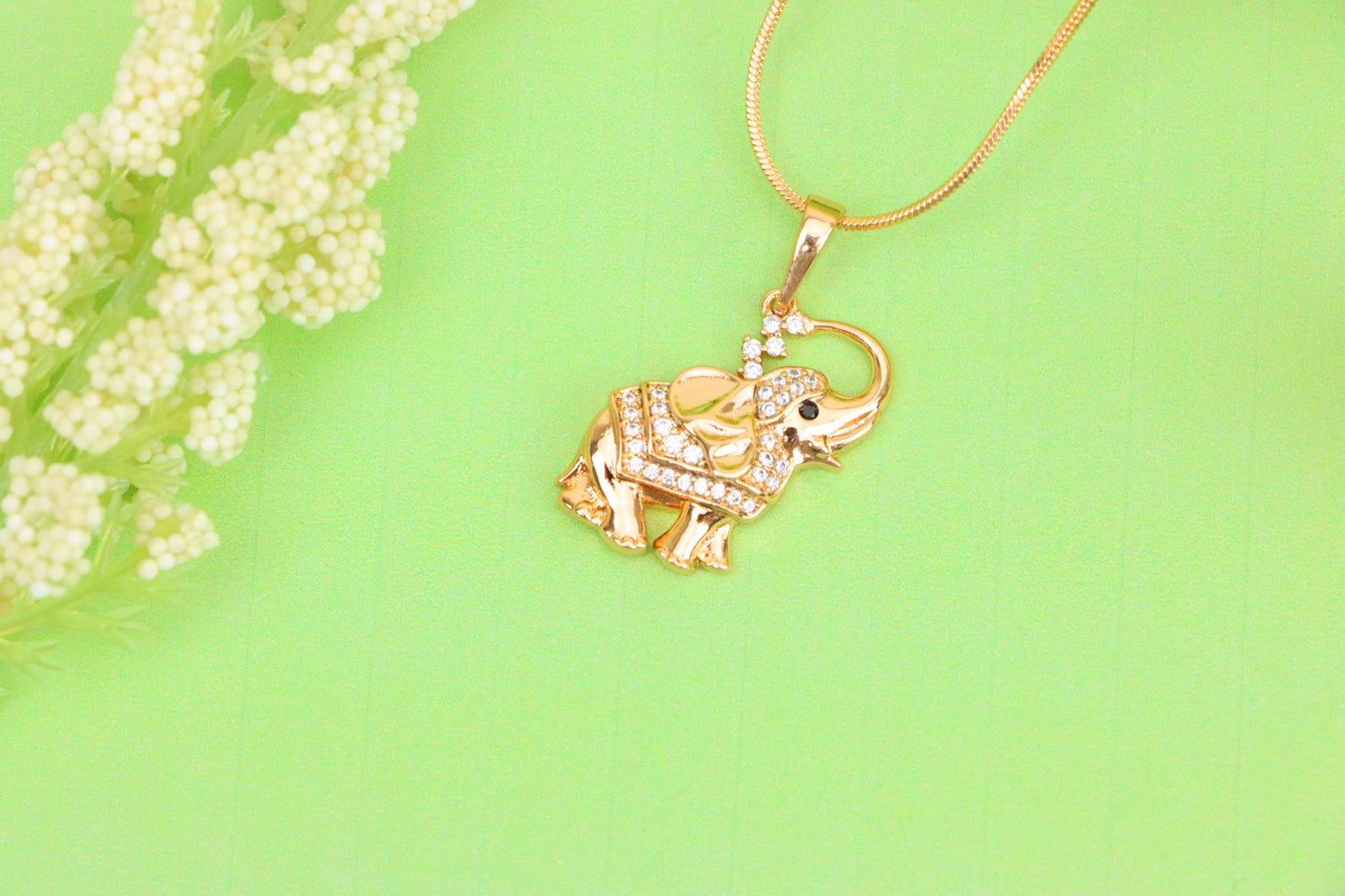 Rose Gold Elephant Pendant with Crystal Accents and Raised Trunk Detail, XPPT1619 (2148-7)