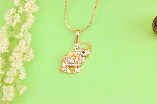 Rose Gold Elephant Pendant with Crystal Accents and Raised Trunk Detail, XPPT1619 (2148-7)