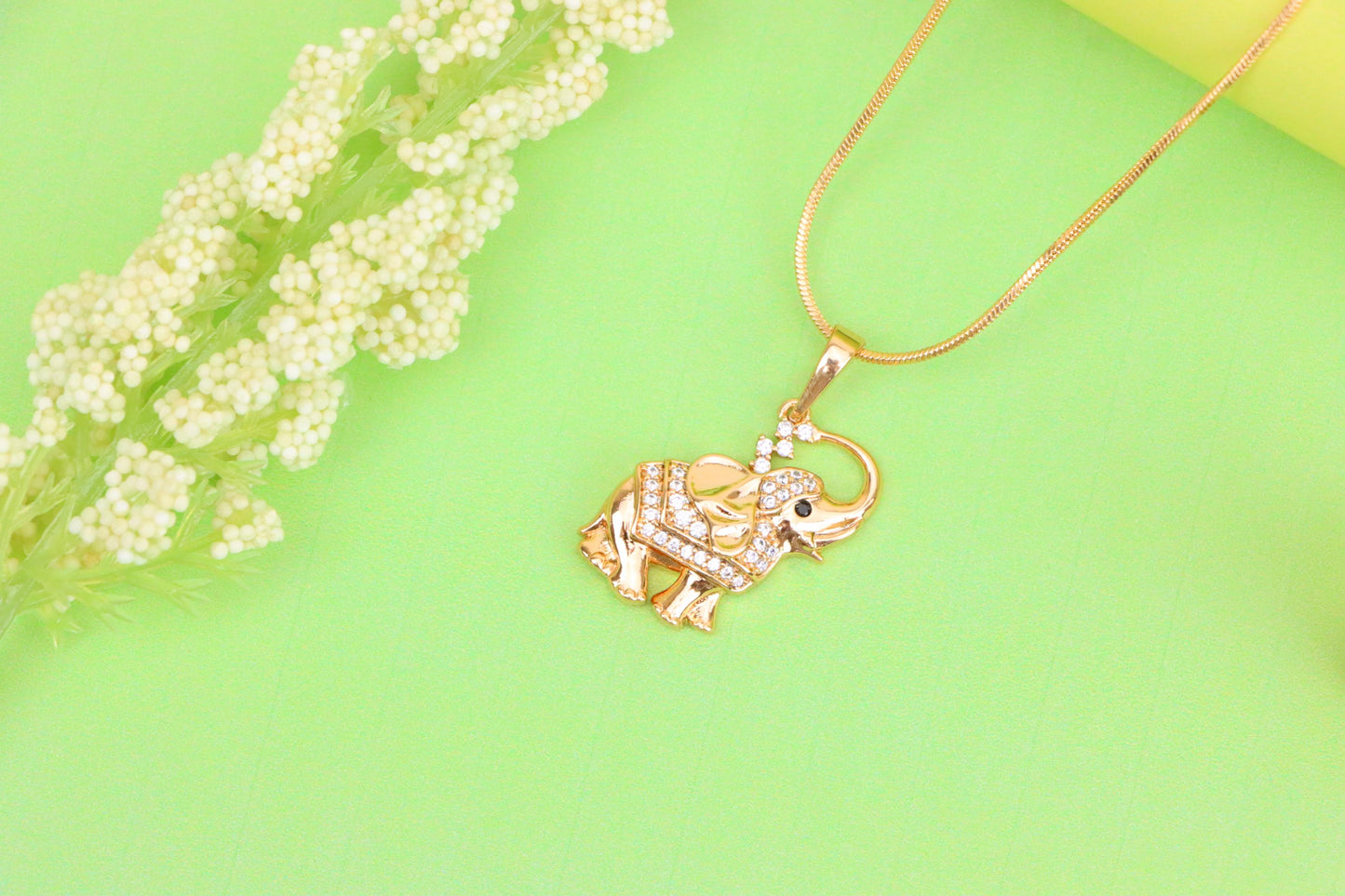 Rose Gold Elephant Pendant with Crystal Accents and Raised Trunk Detail, XPPT1619 (2148-7)