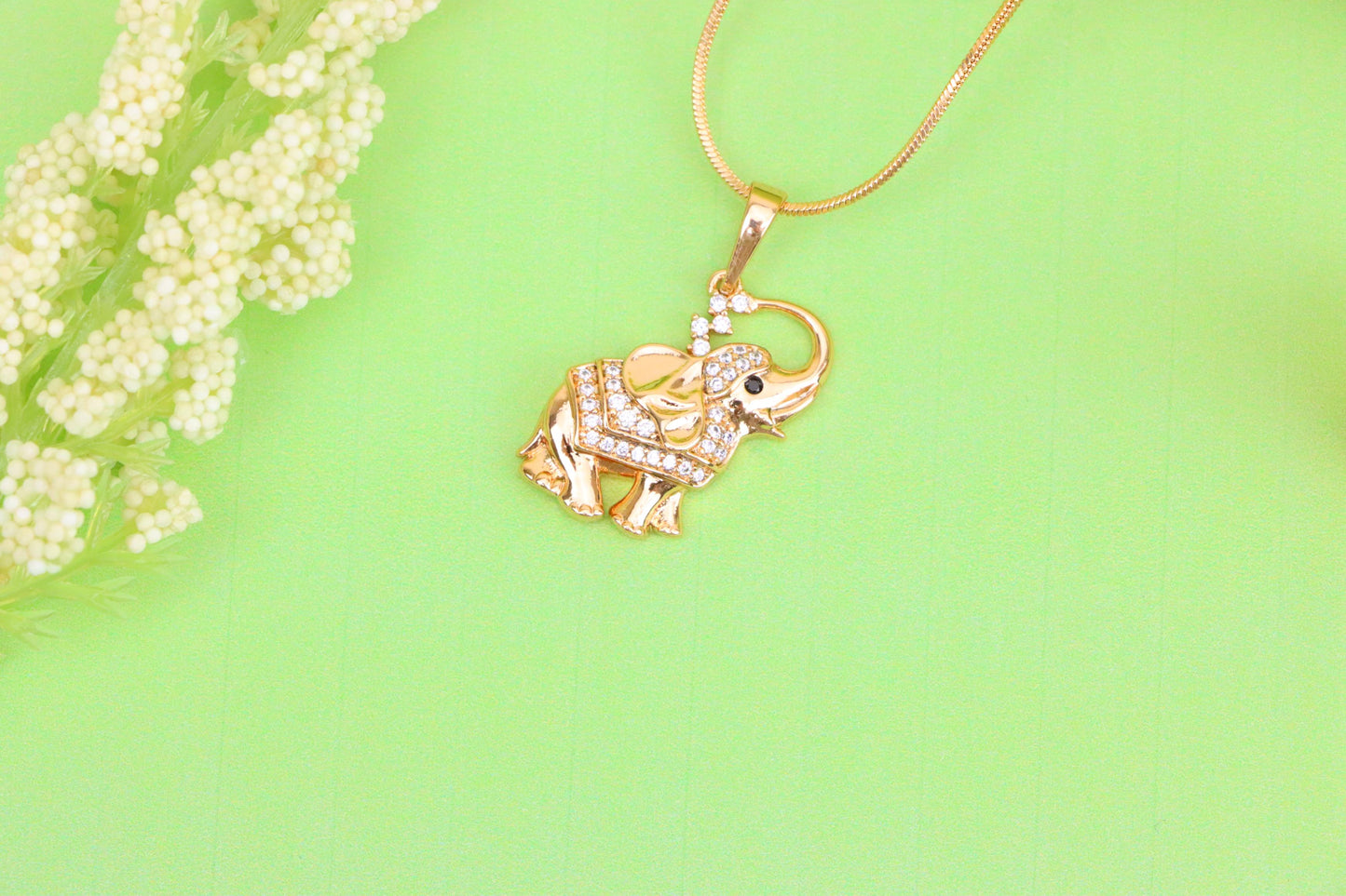 Rose Gold Elephant Pendant with Crystal Accents and Raised Trunk Detail, XPPT1619 (2148-7)