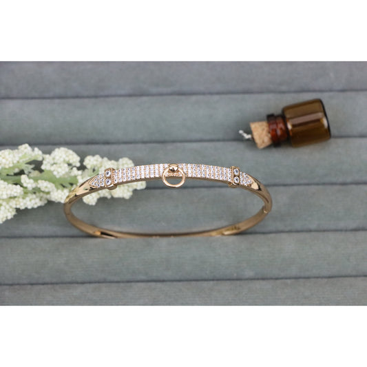 Rose Gold Bangle with Belt-Inspired Design and Center Dangle Charm, XPBL0507 (2051-7)