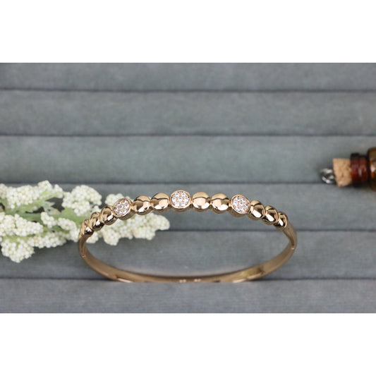 Elegant Rose Gold Bangle with Glossy Studded Circle Accents, XPBL0508 (2051-8)