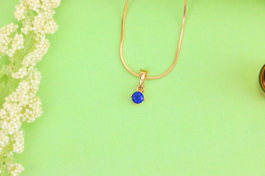 Mini Round Blue Pendant in Rose Gold Setting with Delicate Design, XPPT1623 (2148-9)