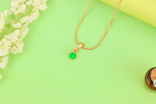 Mini Round Green Pendant in Rose Gold with Dainty and Bright Design, XPPT1624 (2148-9)