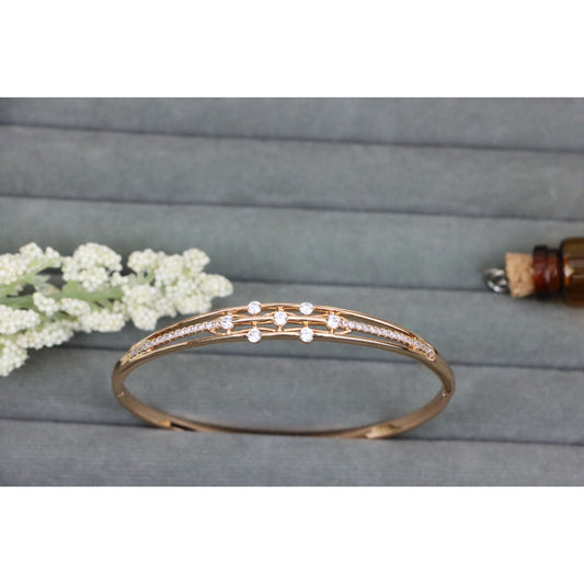 Rose Gold Bangle with Double Row Sparkling Stones, XPBL0511 (2052-1)