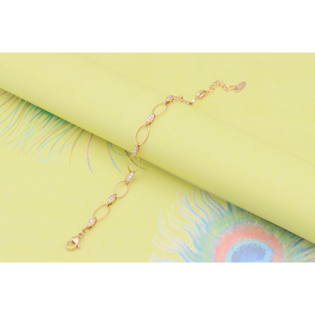Elegant Oval Link Rose Gold Bracelet with Sparkling Accents, XPBL0916 (2092-5)