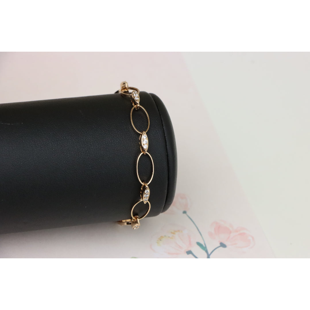 Elegant Oval Link Rose Gold Bracelet with Sparkling Accents, XPBL0916 (2092-5)