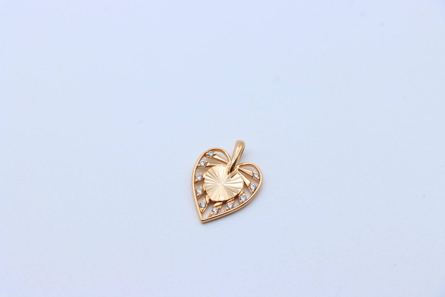 Radiant Cutout Heart Rose Gold Pendant with Sparkling Accents, XPPT1233 (2123-9)