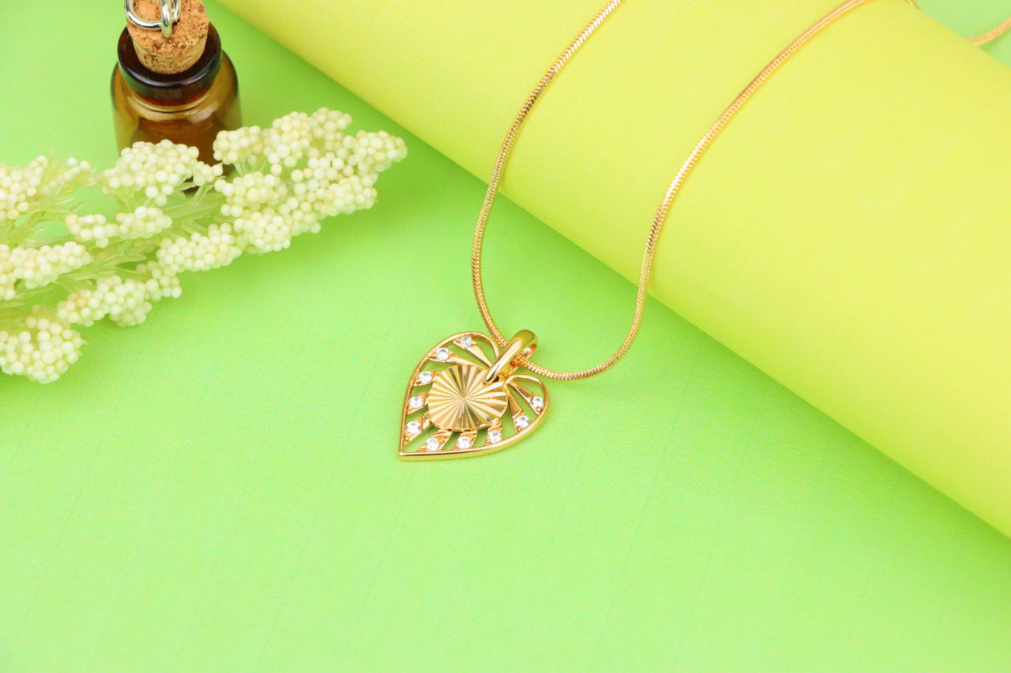 Radiant Cutout Heart Rose Gold Pendant with Sparkling Accents, XPPT1233 (2123-9)