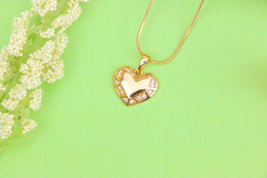 Geometric Heart Pendant in Rose Gold with Crystal Accents, XPPT1627 (2149-1)