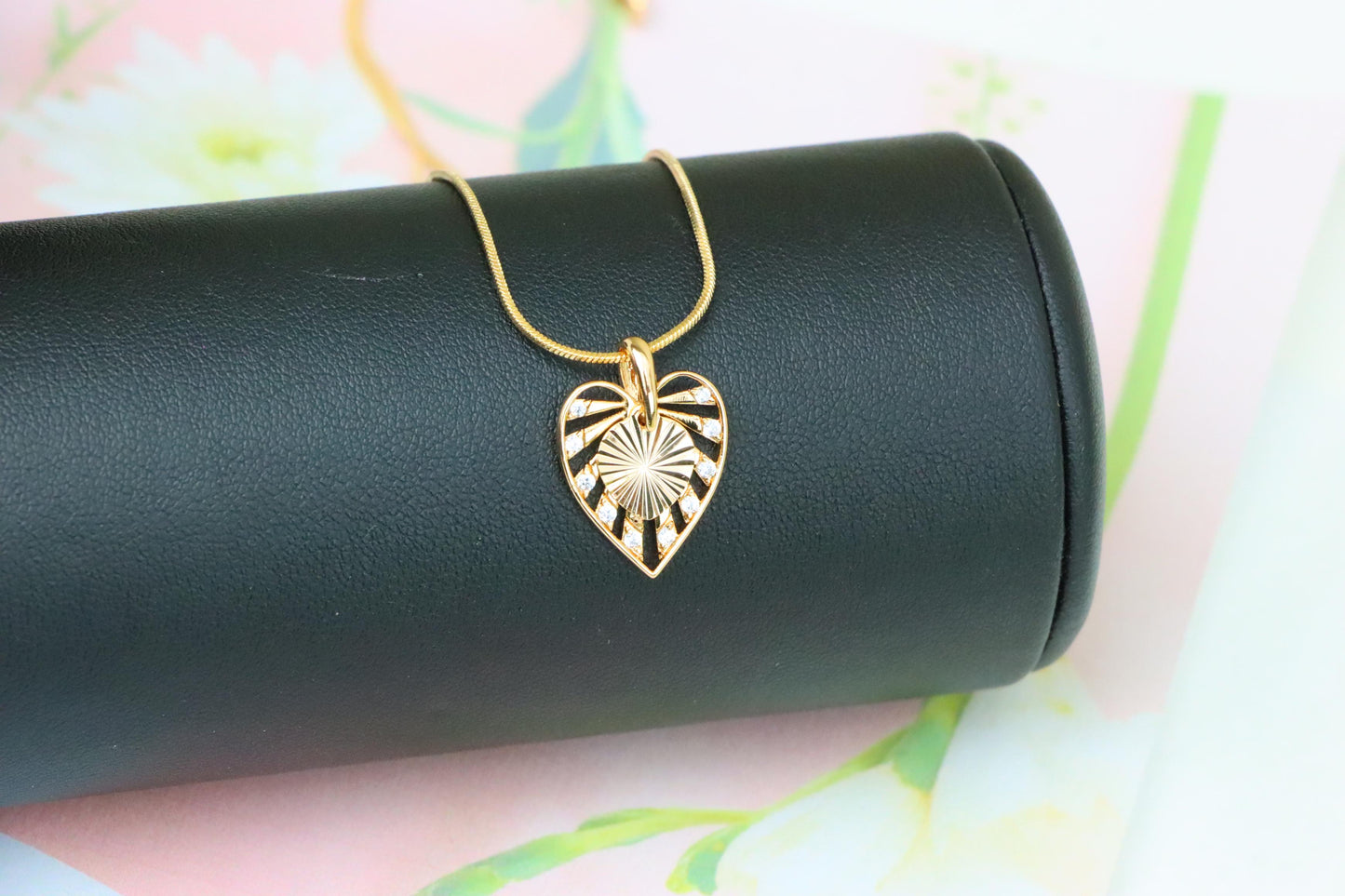 Radiant Cutout Heart Rose Gold Pendant with Sparkling Accents, XPPT1233 (2123-9)