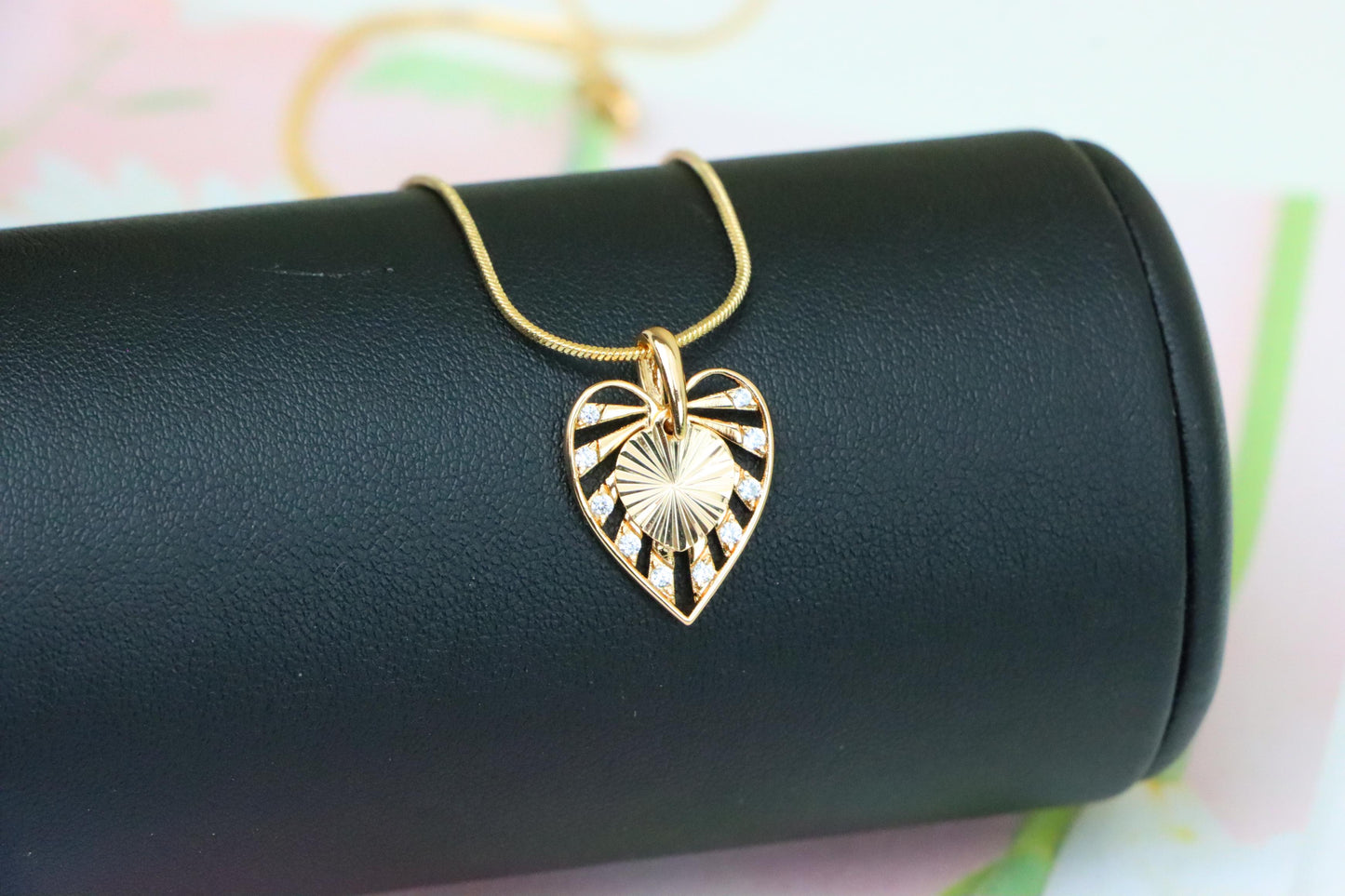 Radiant Cutout Heart Rose Gold Pendant with Sparkling Accents, XPPT1233 (2123-9)